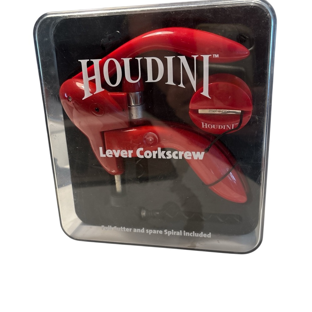 HOUDINI BY METROKANE THE RED CORKSCREW THAT WORKS LIKE MAGIC & FOIL CUTTER SET